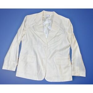 Chadwicks 100%Wool White Blazer Jacket Women's Size 16 2 Button Career Classic